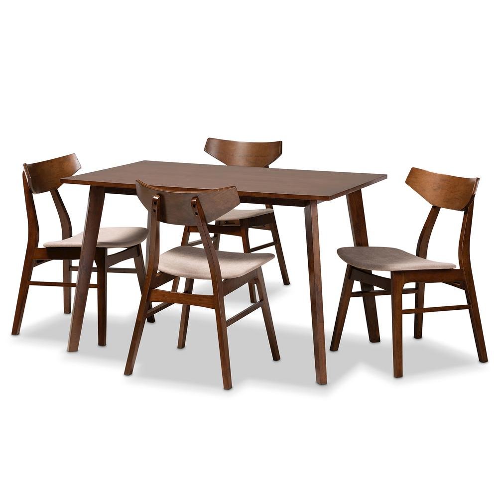 Walnut Brown Finished Wood 5-Piece Dining Set. Picture 9