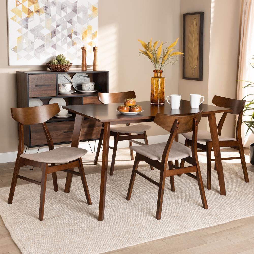 Walnut Brown Finished Wood 5-Piece Dining Set. Picture 14