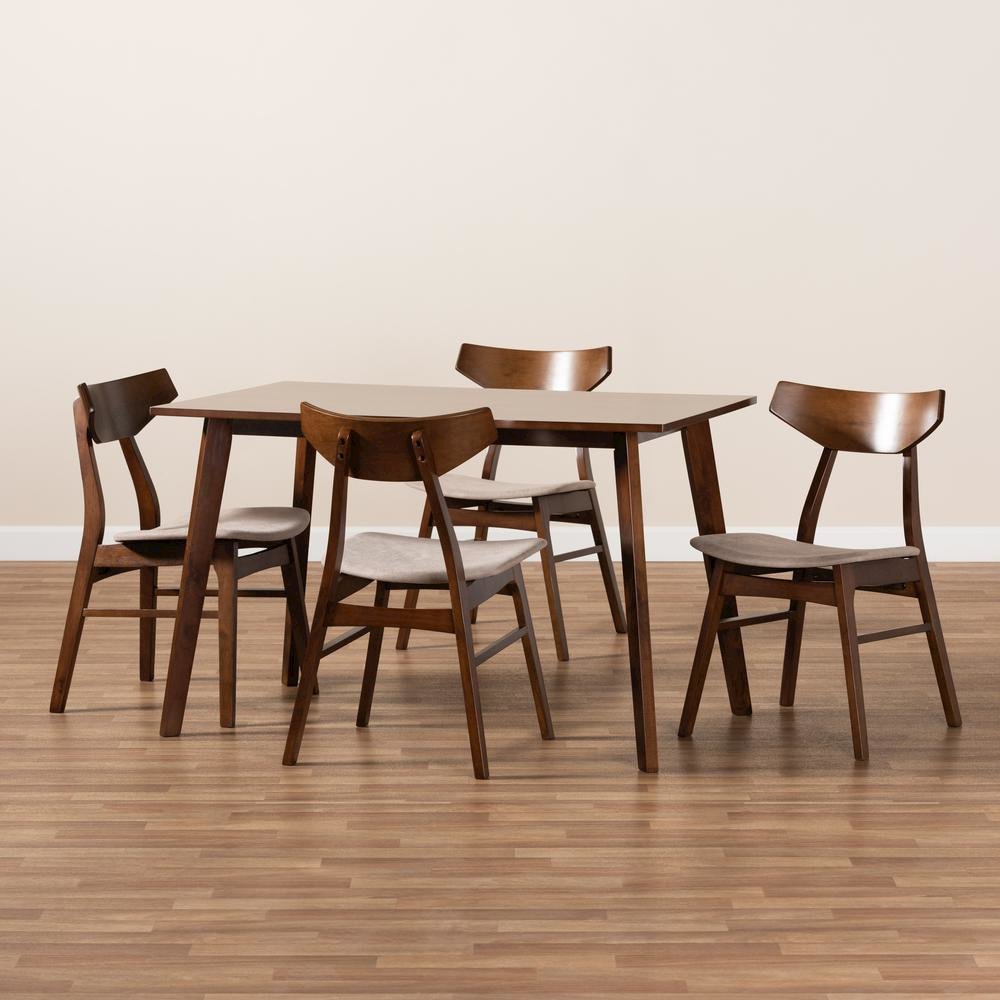 Walnut Brown Finished Wood 5-Piece Dining Set. Picture 15
