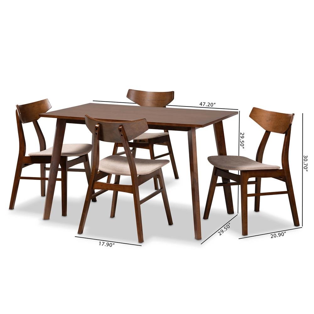 Walnut Brown Finished Wood 5-Piece Dining Set. Picture 16