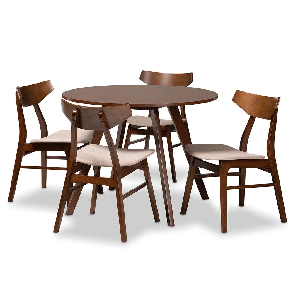 Walnut Brown Finished Wood 5-Piece Dining Set. Picture 9