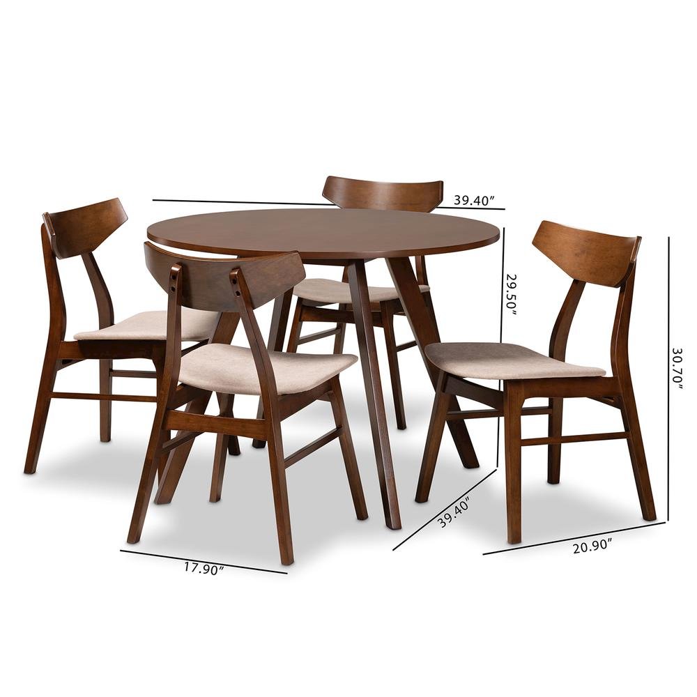 Walnut Brown Finished Wood 5-Piece Dining Set. Picture 16