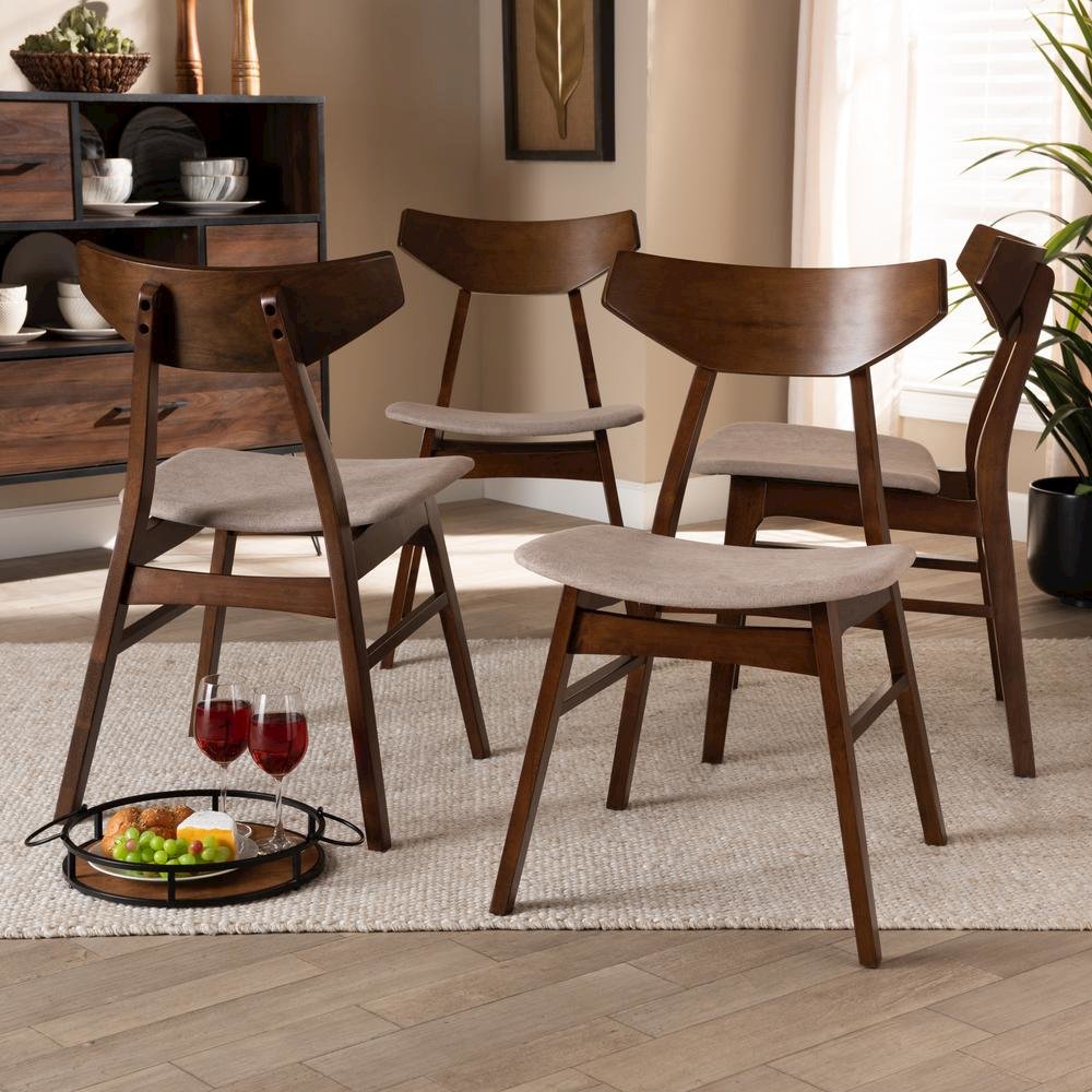 Walnut Brown Finished Wood 4-Piece Dining Chair Set. Picture 10