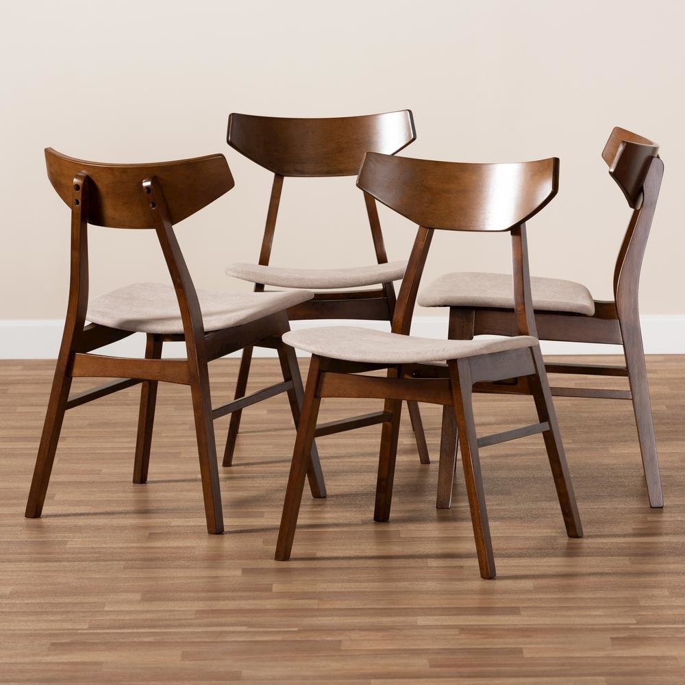 Walnut Brown Finished Wood 4-Piece Dining Chair Set. Picture 11