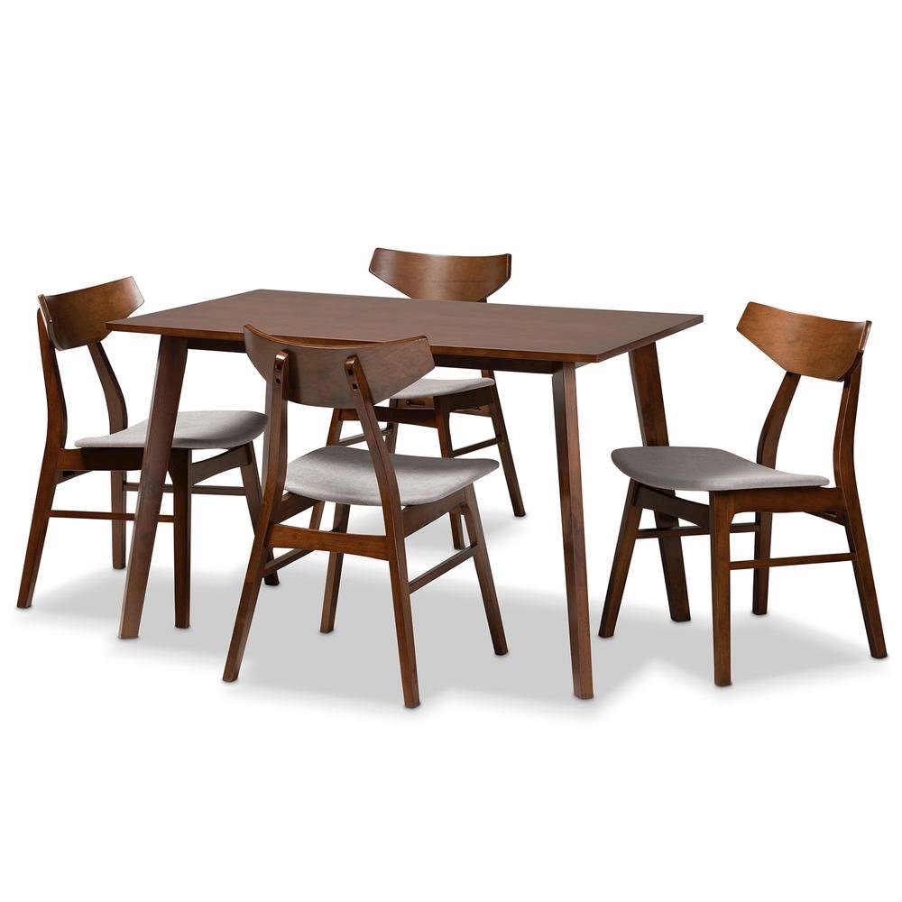 Walnut Brown Finished Wood 5-Piece Dining Set. Picture 9