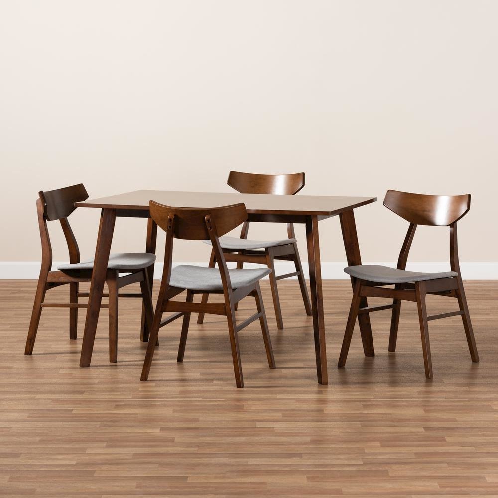 Walnut Brown Finished Wood 5-Piece Dining Set. Picture 15