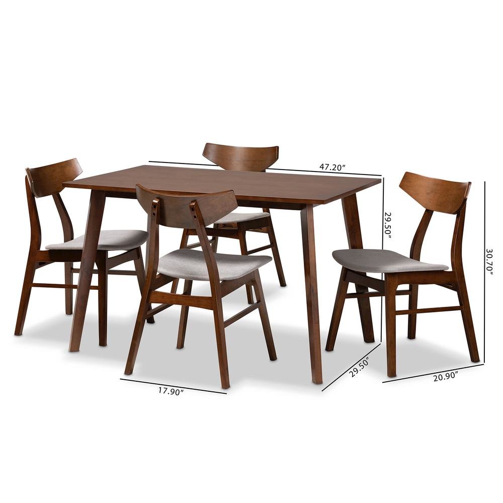 Walnut Brown Finished Wood 5-Piece Dining Set. Picture 16