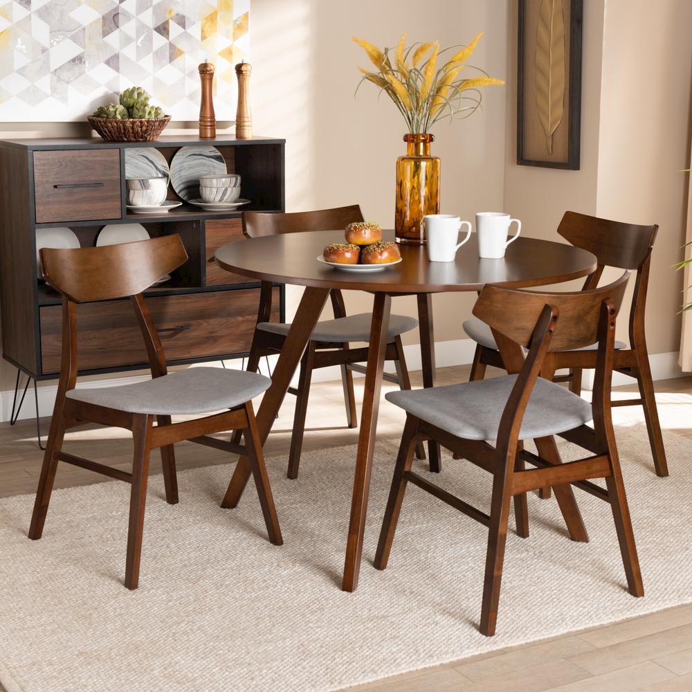 Walnut Brown Finished Wood 5-Piece Dining Set. Picture 14