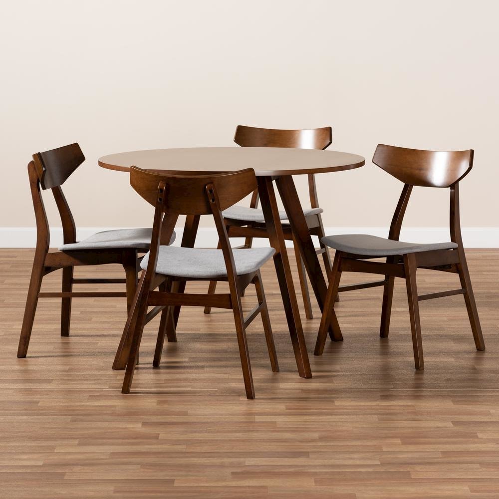 Walnut Brown Finished Wood 5-Piece Dining Set. Picture 15