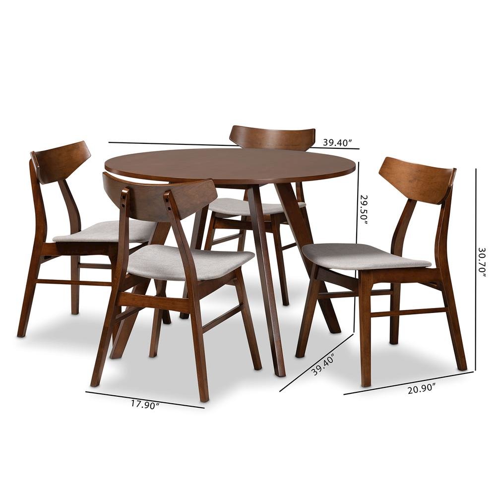 Walnut Brown Finished Wood 5-Piece Dining Set. Picture 16