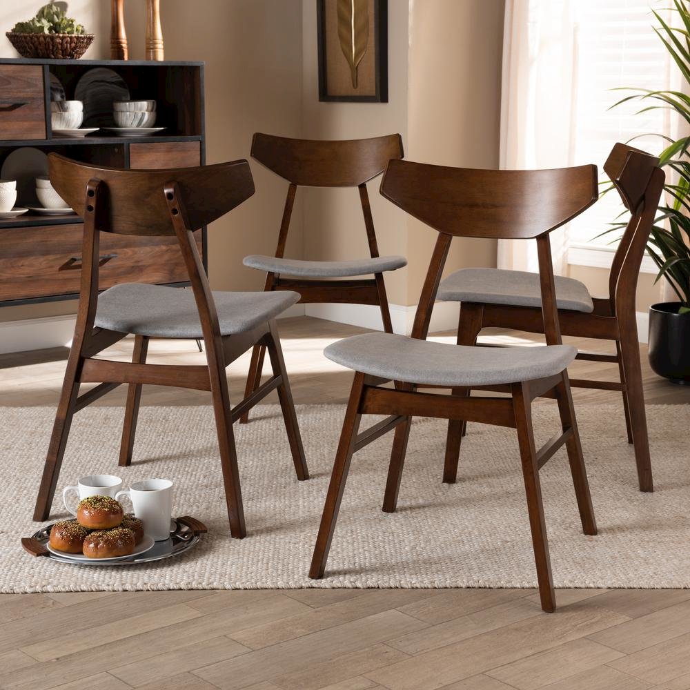 Walnut Brown Finished Wood 4-Piece Dining Chair Set. Picture 10