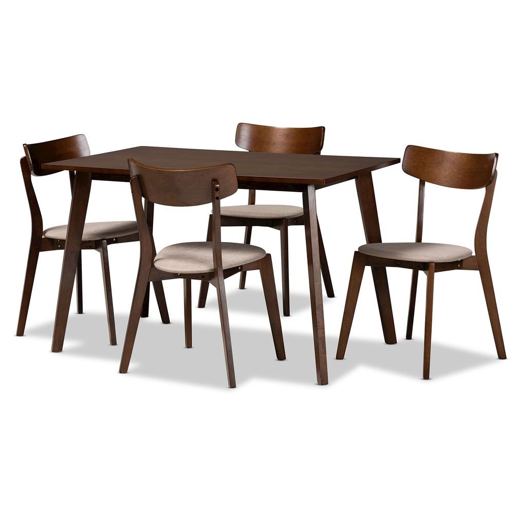 Walnut Brown Finished Wood 5-Piece Dining Set. Picture 9