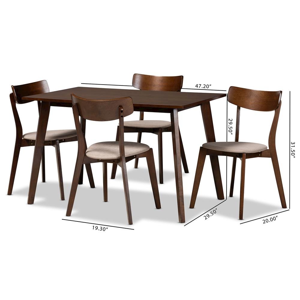 Walnut Brown Finished Wood 5-Piece Dining Set. Picture 16