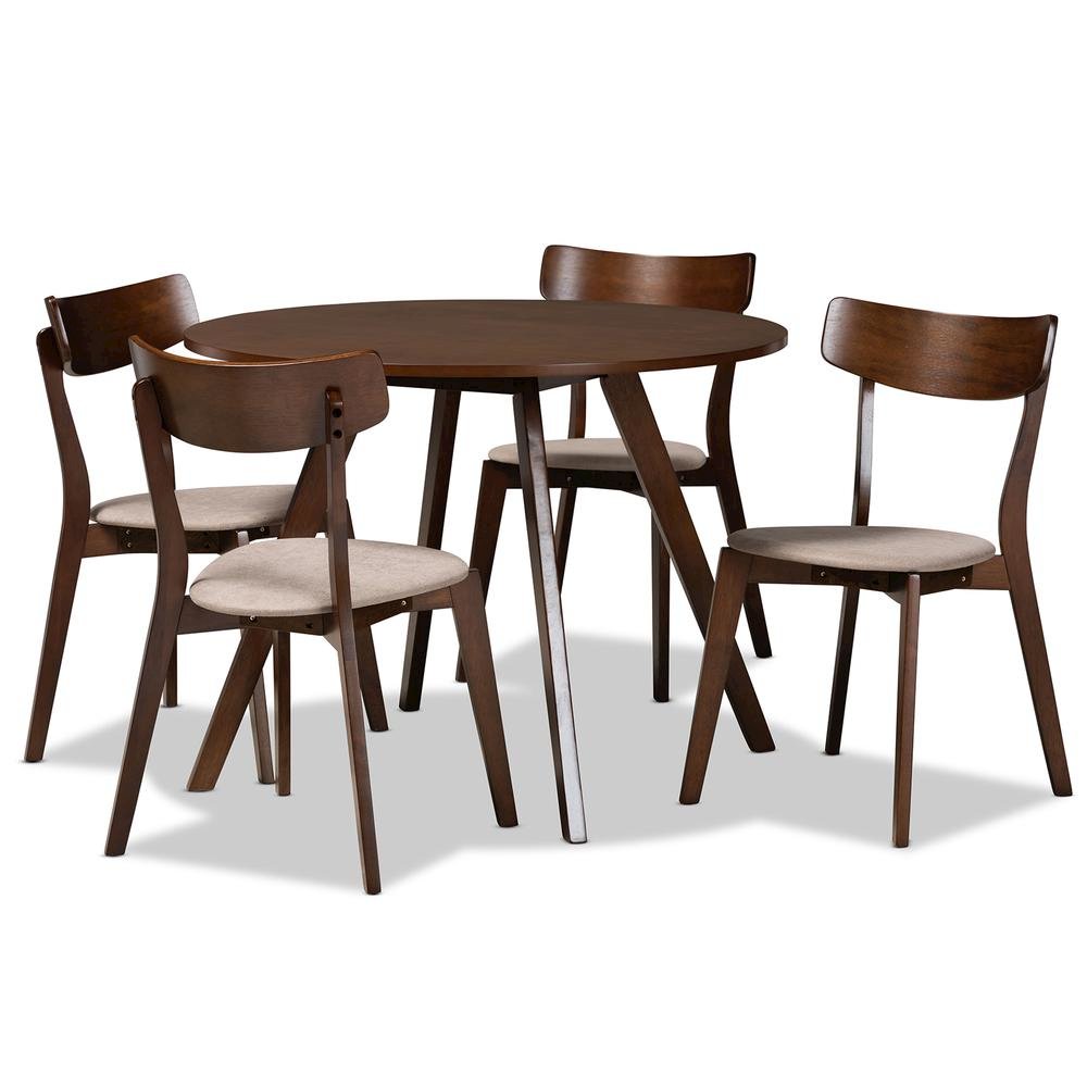 Walnut Brown Finished Wood 5-Piece Dining Set. Picture 9