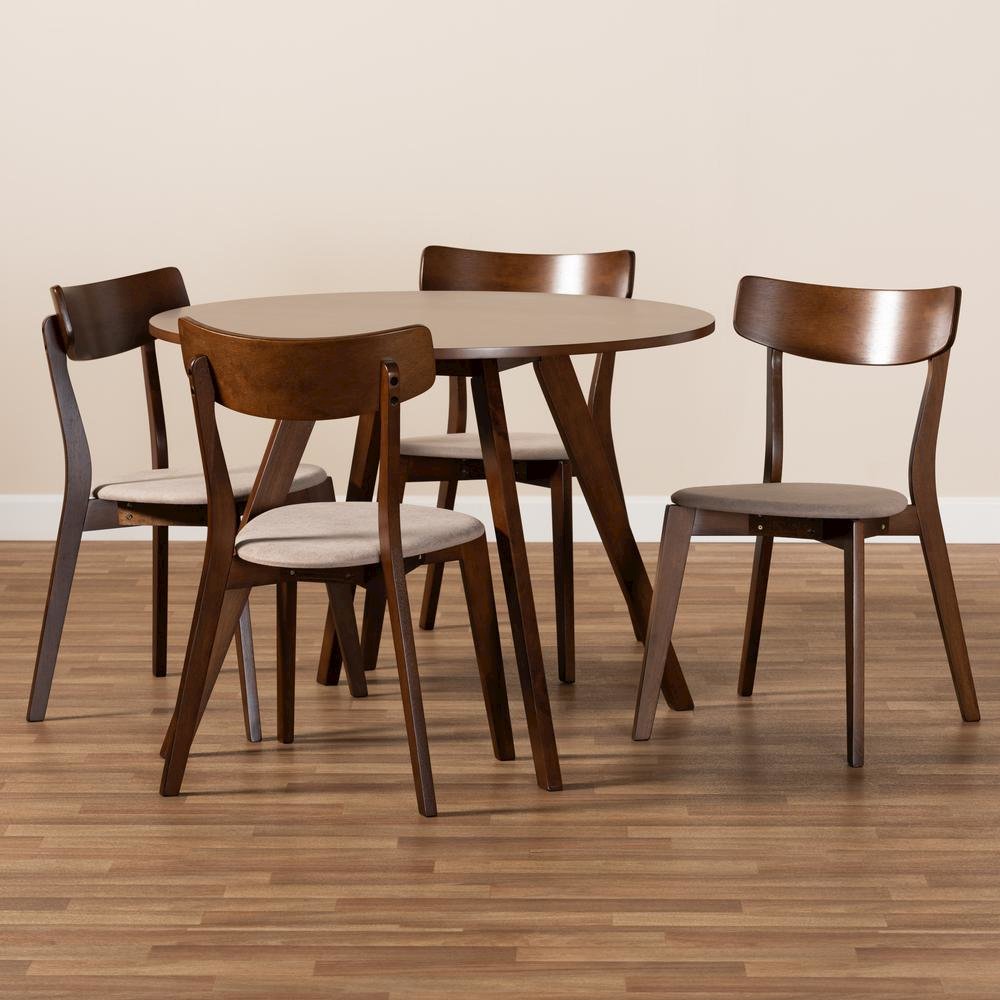 Walnut Brown Finished Wood 5-Piece Dining Set. Picture 15