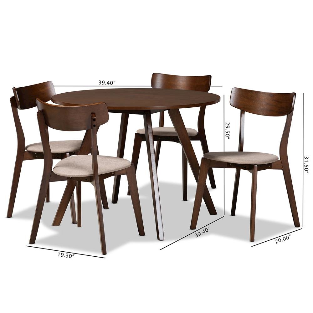 Walnut Brown Finished Wood 5-Piece Dining Set. Picture 16
