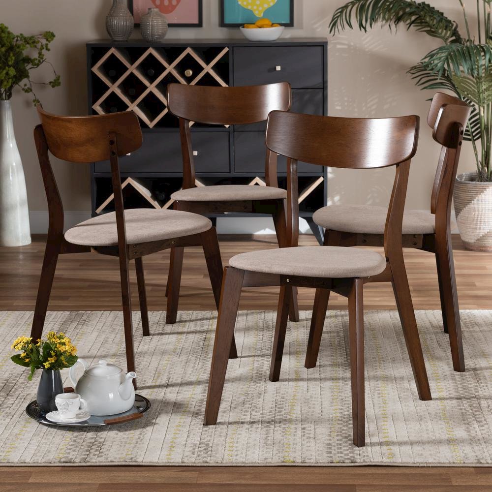Walnut Brown Finished Wood 4-Piece Dining Chair Set. Picture 10