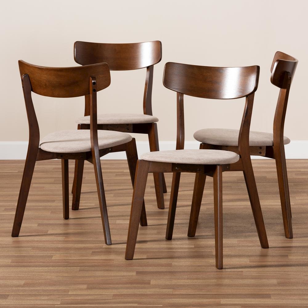 Walnut Brown Finished Wood 4-Piece Dining Chair Set. Picture 11