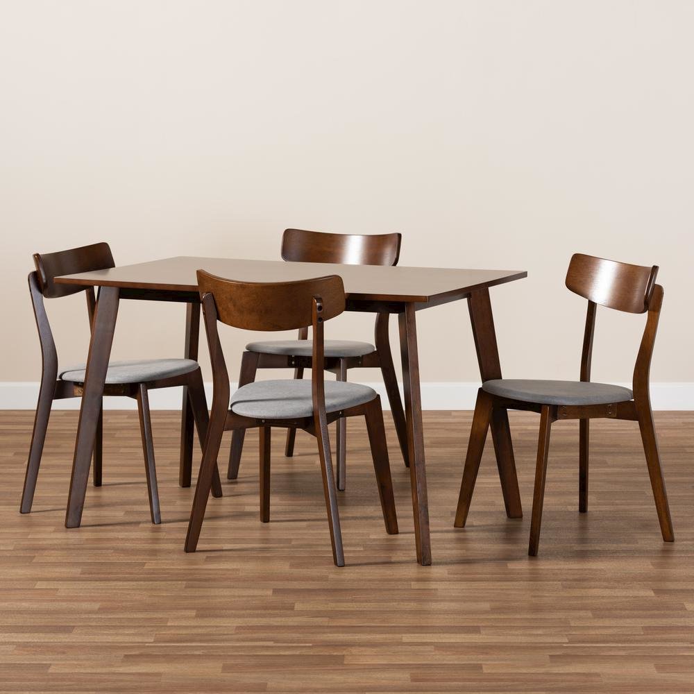 Walnut Brown Finished Wood 5-Piece Dining Set. Picture 15