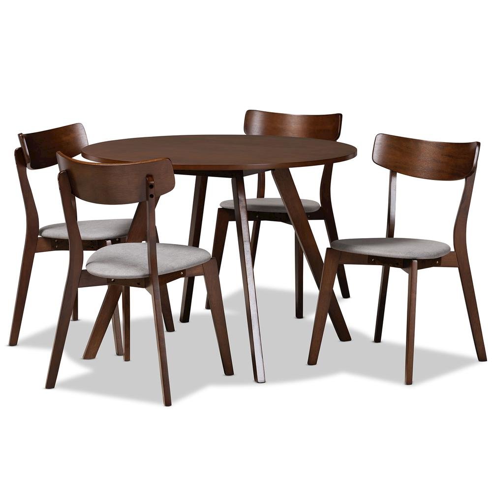 Walnut Brown Finished Wood 5-Piece Dining Set. Picture 9