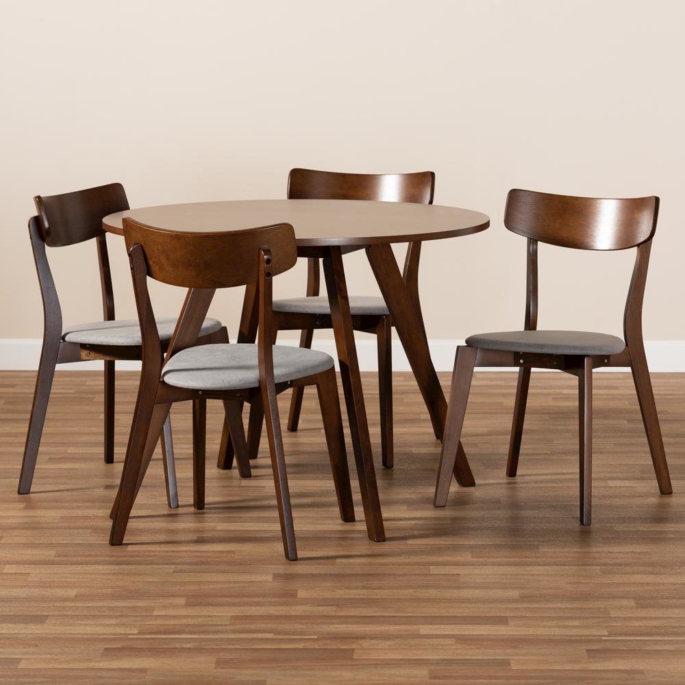Walnut Brown Finished Wood 5-Piece Dining Set. Picture 15