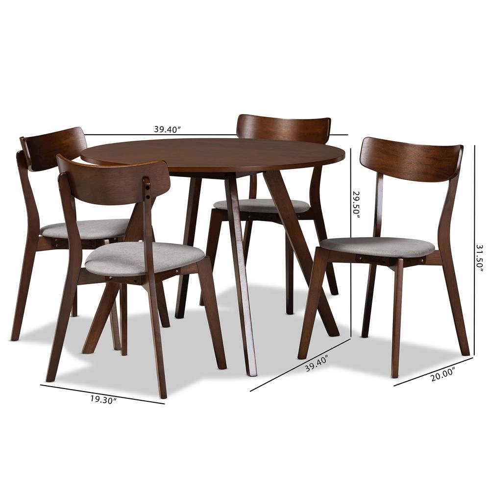 Walnut Brown Finished Wood 5-Piece Dining Set. Picture 16