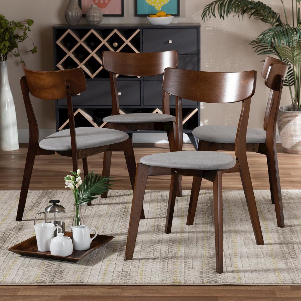 Walnut Brown Finished Wood 4-Piece Dining Chair Set. Picture 10