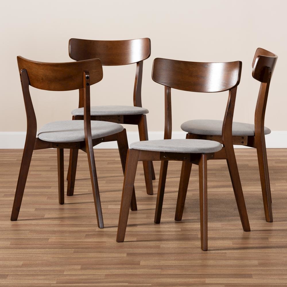 Walnut Brown Finished Wood 4-Piece Dining Chair Set. Picture 11