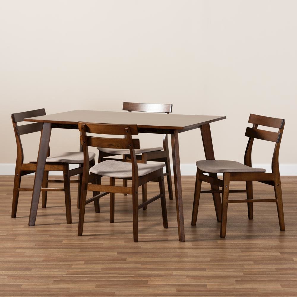 Walnut Brown Finished Wood 5-Piece Dining Set. Picture 15
