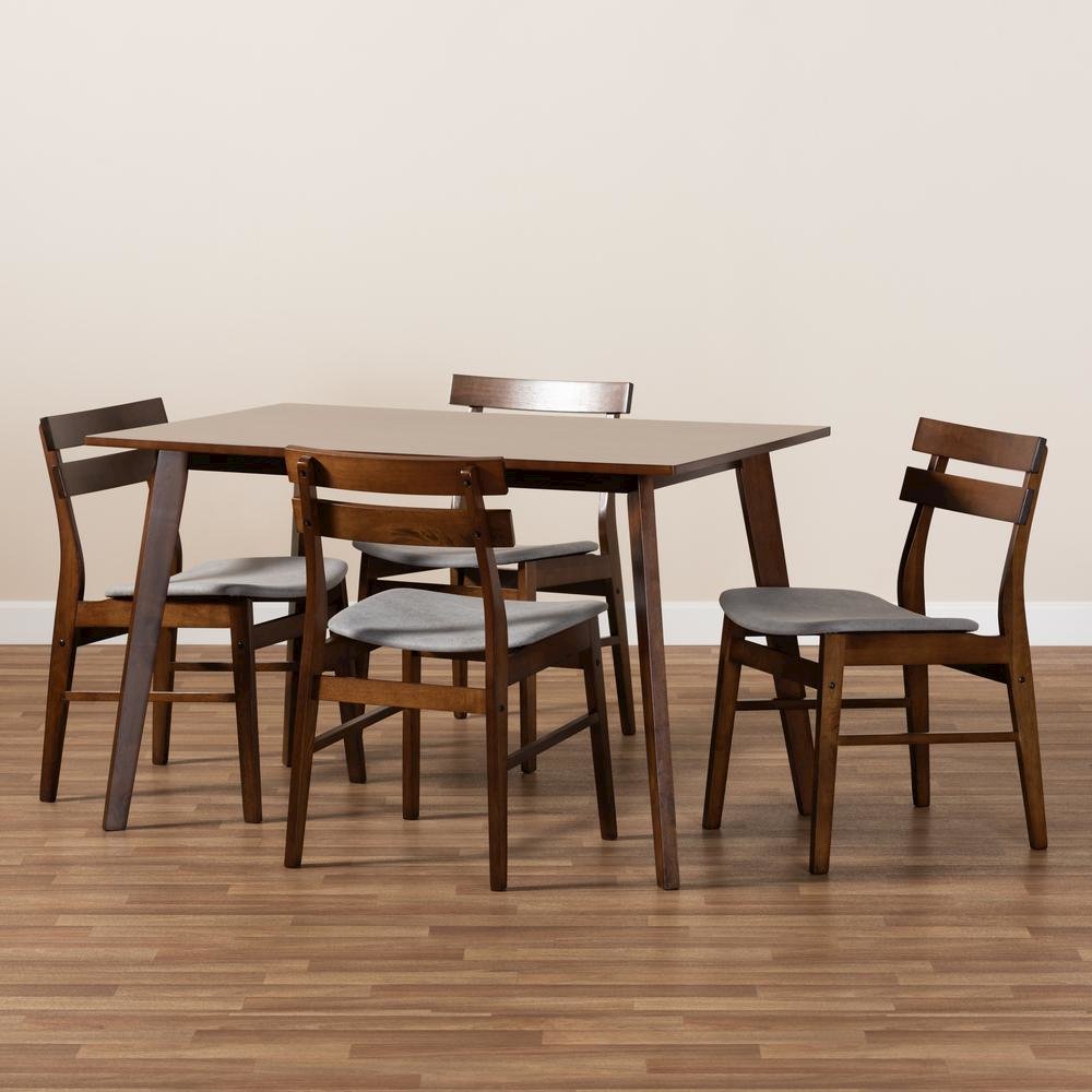 Walnut Brown Finished Wood 5-Piece Dining Set. Picture 15