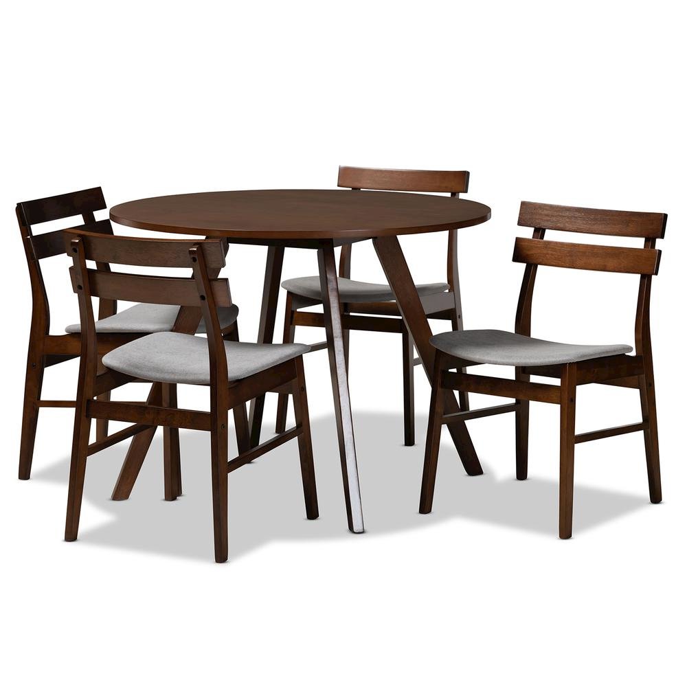 Walnut Brown Finished Wood 5-Piece Dining Set. Picture 9