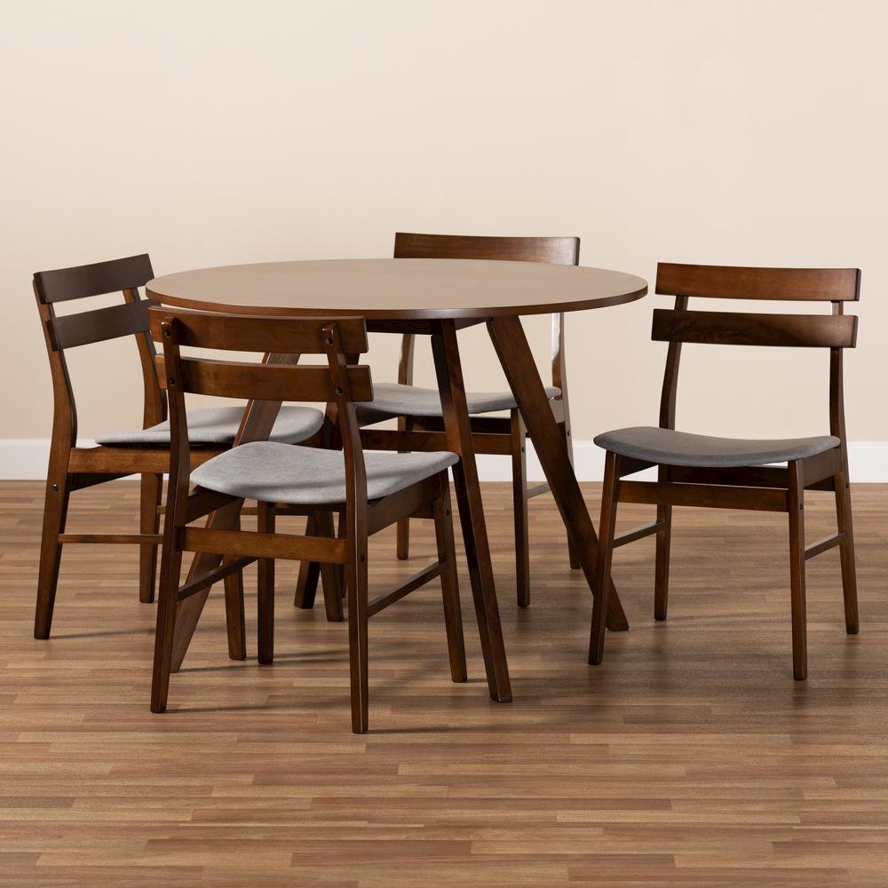 Walnut Brown Finished Wood 5-Piece Dining Set. Picture 15