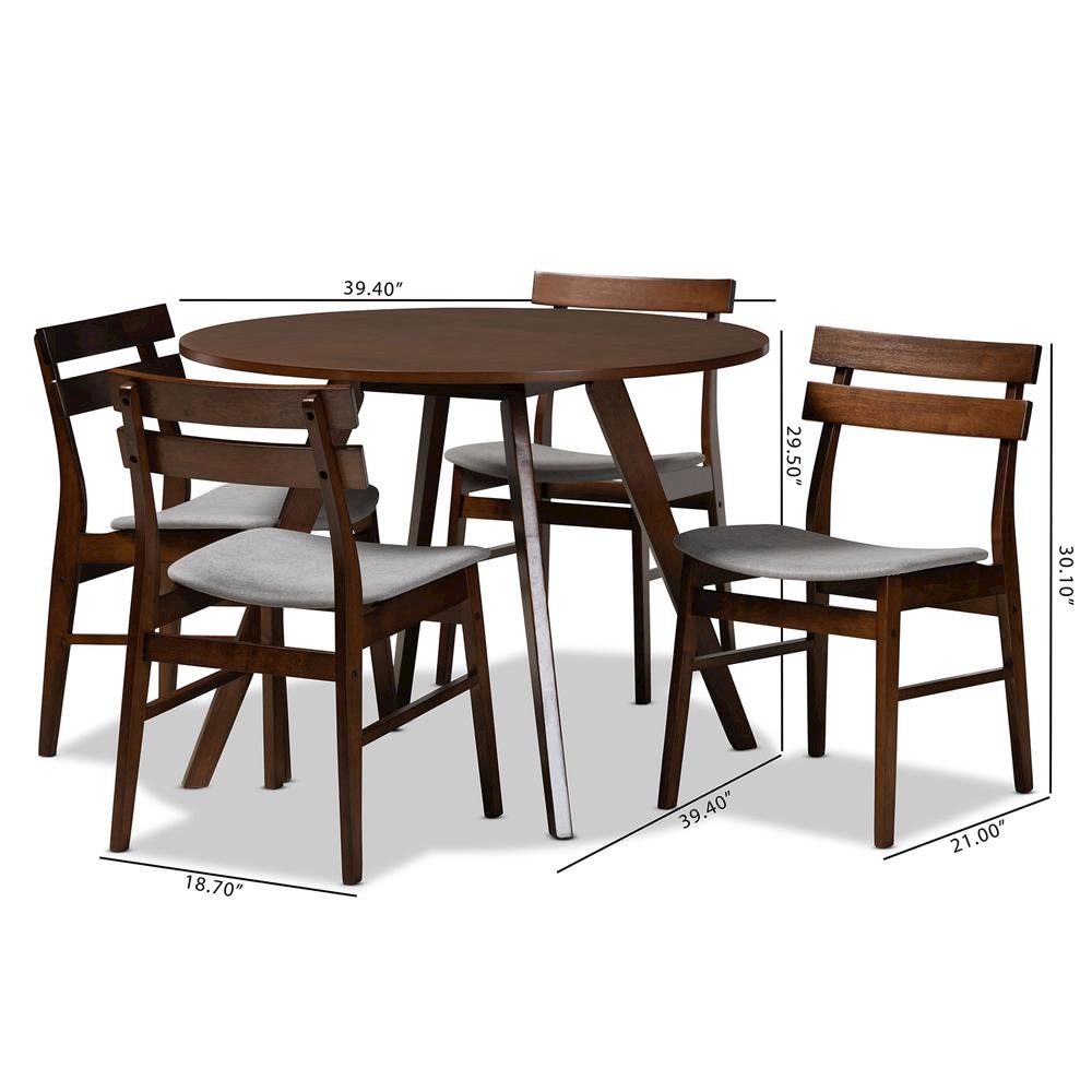 Walnut Brown Finished Wood 5-Piece Dining Set. Picture 16