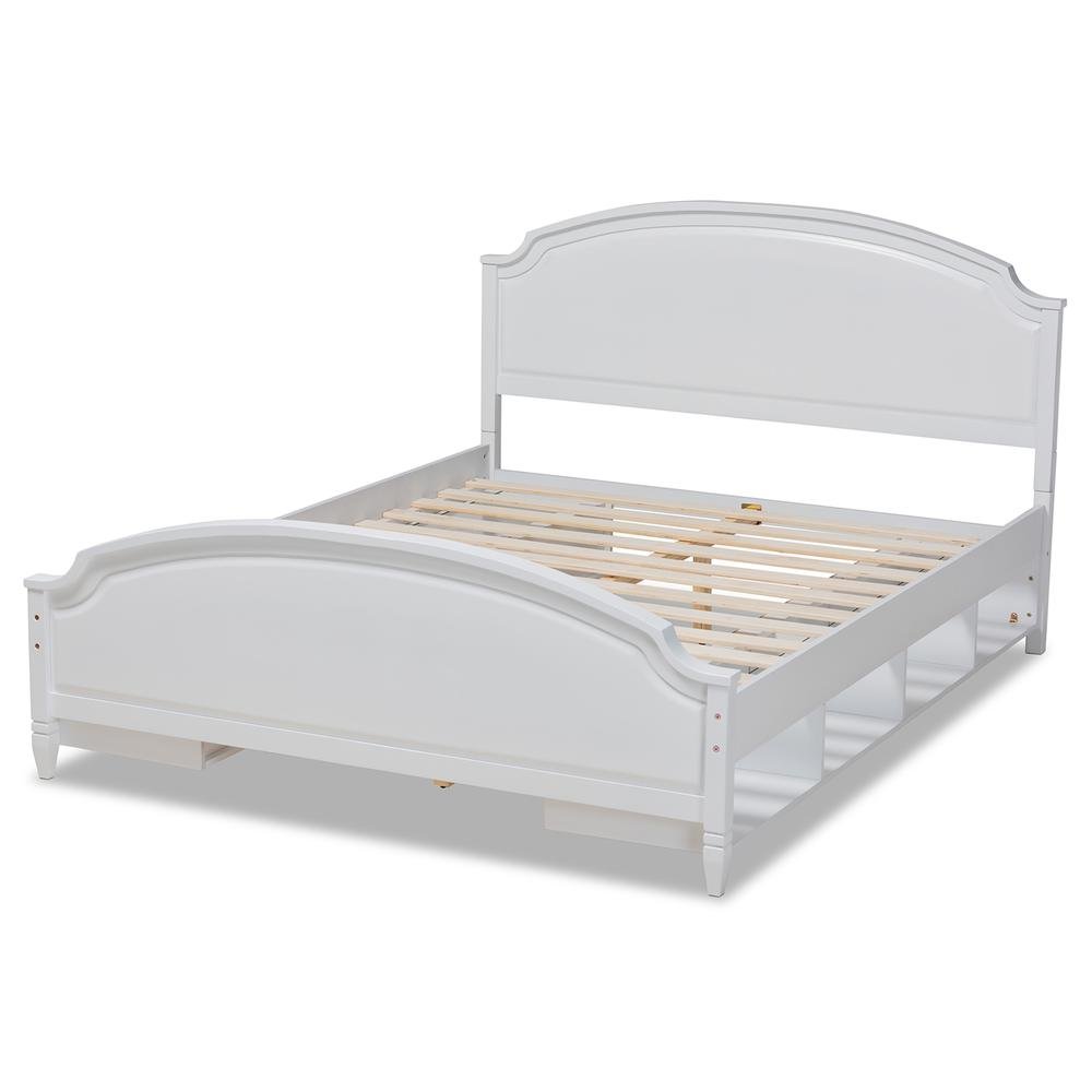 Traditional Transitional White Finished Wood Full Size Storage Platform Bed. Picture 12
