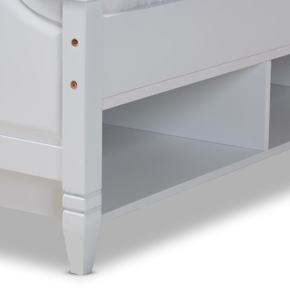 Traditional Transitional White Finished Wood Full Size Storage Platform Bed. Picture 14