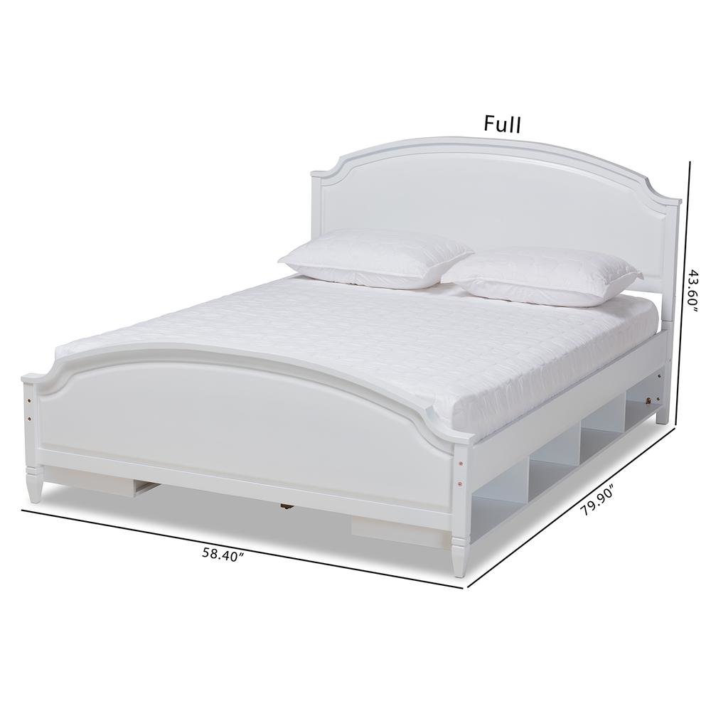 Traditional Transitional White Finished Wood Full Size Storage Platform Bed. Picture 17