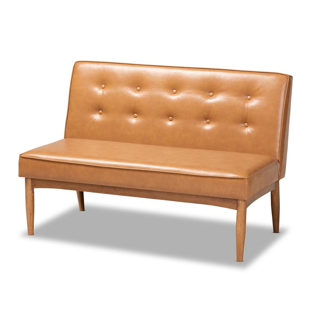 Leather Upholstered Walnut Brown Finished 2-Piece Wood Dining Nook Banquette Set. Picture 10