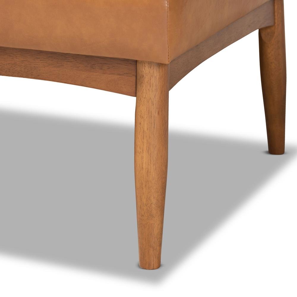 Leather Upholstered Walnut Brown Finished 2-Piece Wood Dining Nook Banquette Set. Picture 13