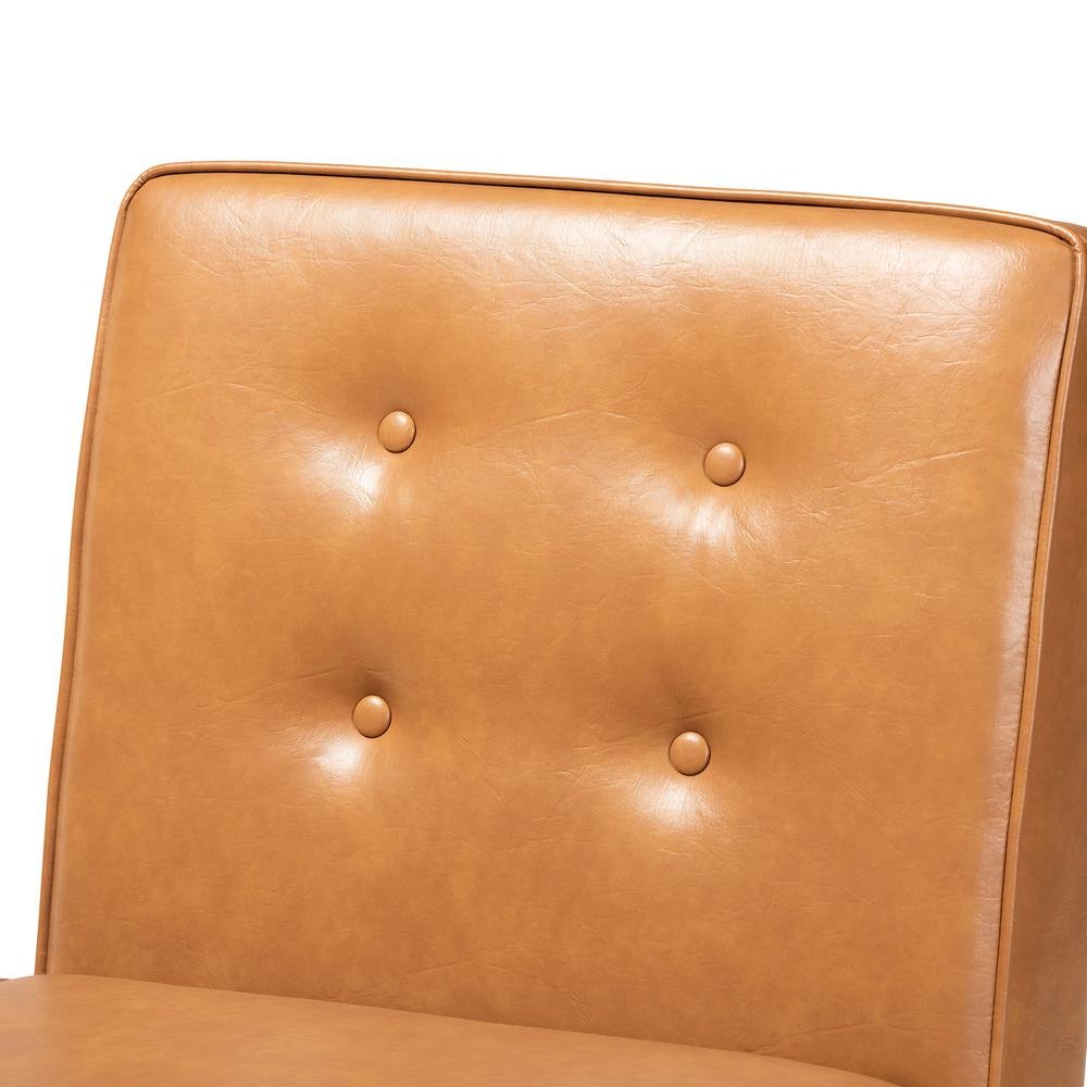 Leather Upholstered and Walnut Brown Finished Wood Dining Chair. Picture 14
