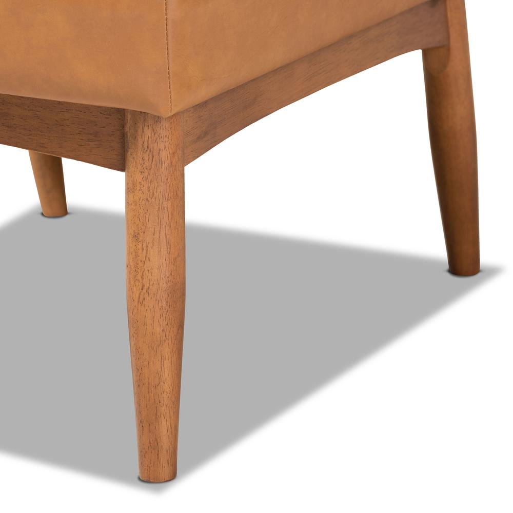 Leather Upholstered and Walnut Brown Finished Wood Dining Chair. Picture 15
