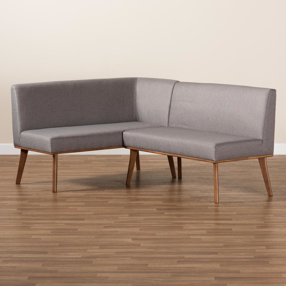 Walnut Brown Finished 2-Piece Wood Dining Nook Banquette Set. Picture 15