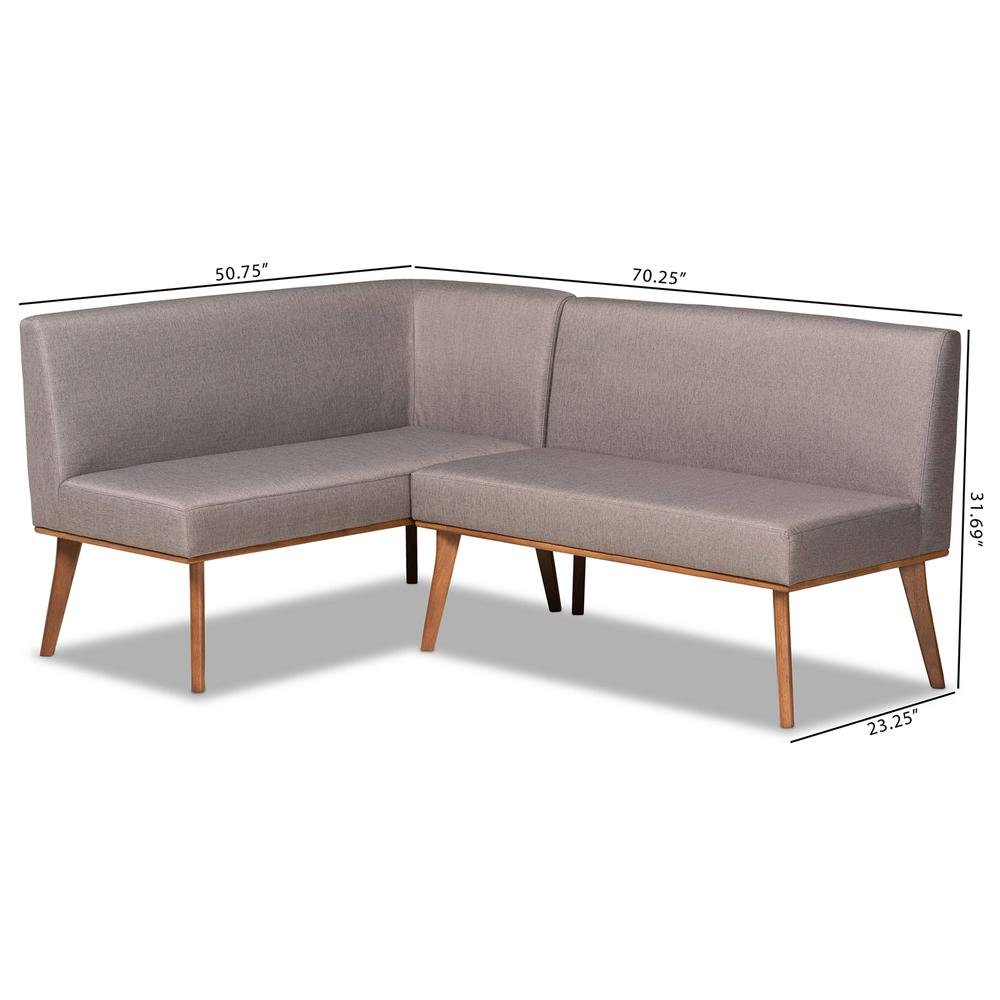 Walnut Brown Finished 2-Piece Wood Dining Nook Banquette Set. Picture 16