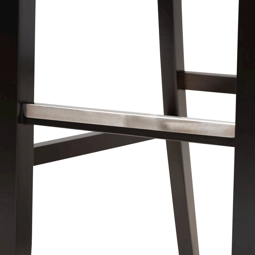 Sand Fabric Upholstered and Espresso Brown Finished Wood 2-Piece Bar Stool Set. Picture 14