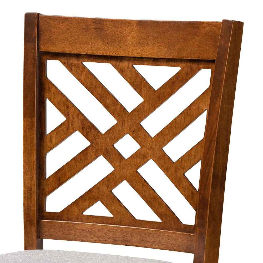 Grey Fabric Upholstered and Walnut Brown Finished Wood 2-Piece Bar Stool Set. Picture 13