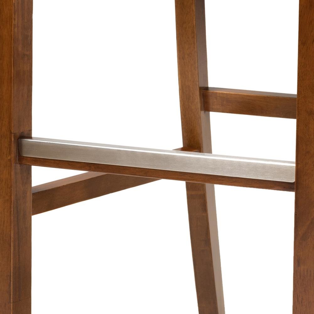 Grey Fabric Upholstered and Walnut Brown Finished Wood 2-Piece Bar Stool Set. Picture 14