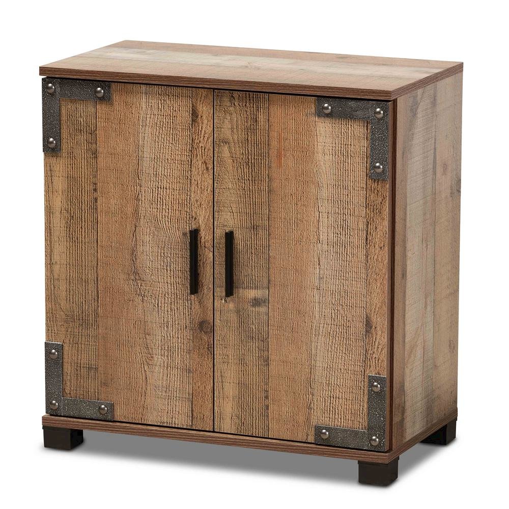 Farmhouse Rustic Finished Wood 2-Door Shoe Cabinet. Picture 11