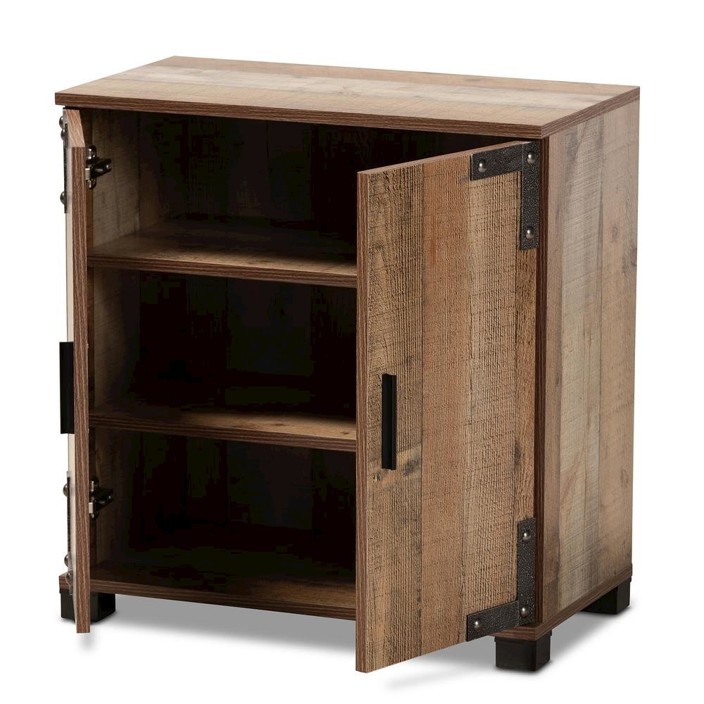 Farmhouse Rustic Finished Wood 2-Door Shoe Cabinet. Picture 12