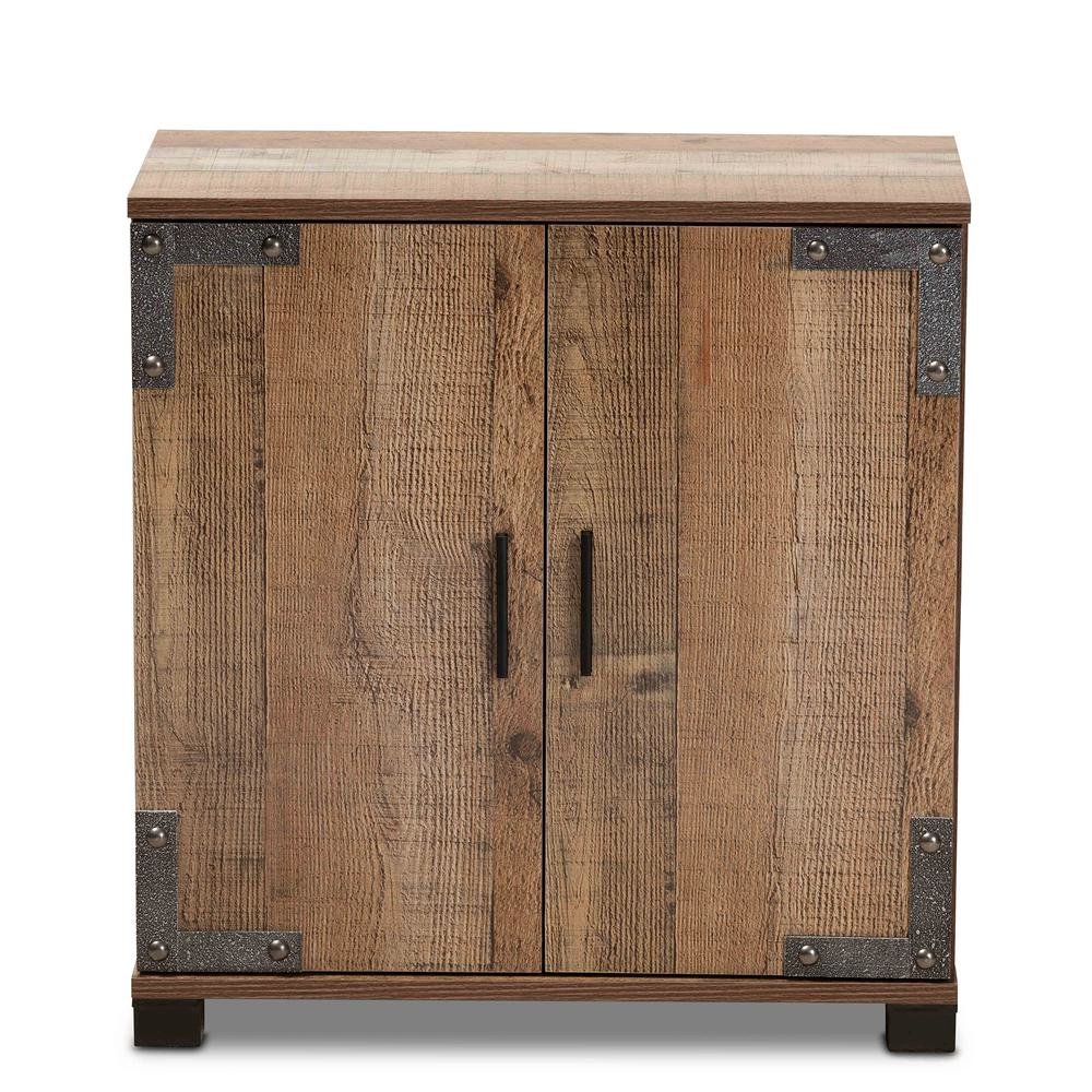 Farmhouse Rustic Finished Wood 2-Door Shoe Cabinet. Picture 13