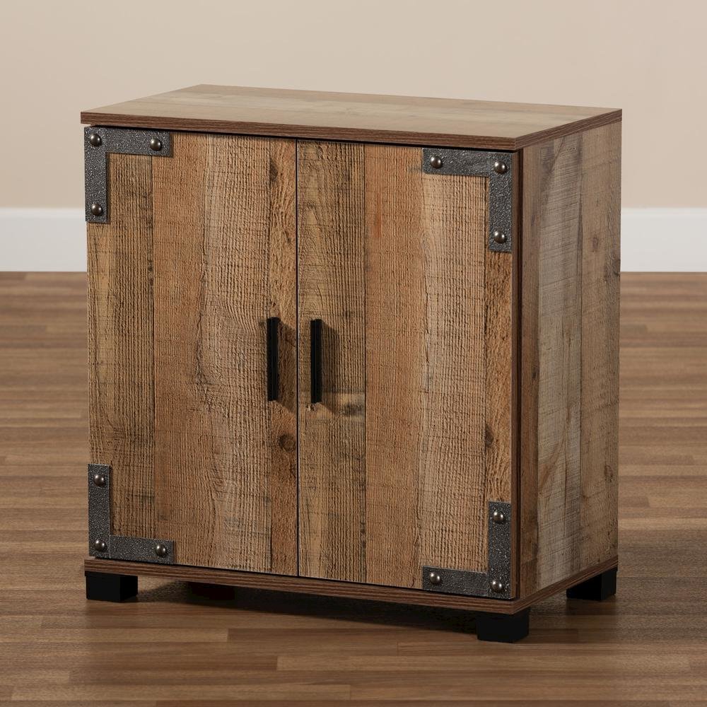 Farmhouse Rustic Finished Wood 2-Door Shoe Cabinet. Picture 19