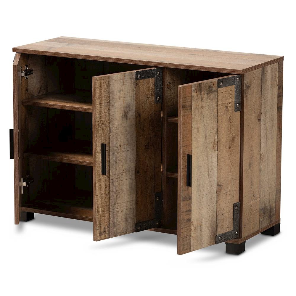 Farmhouse Rustic Finished Wood 3-Door Shoe Cabinet. Picture 12